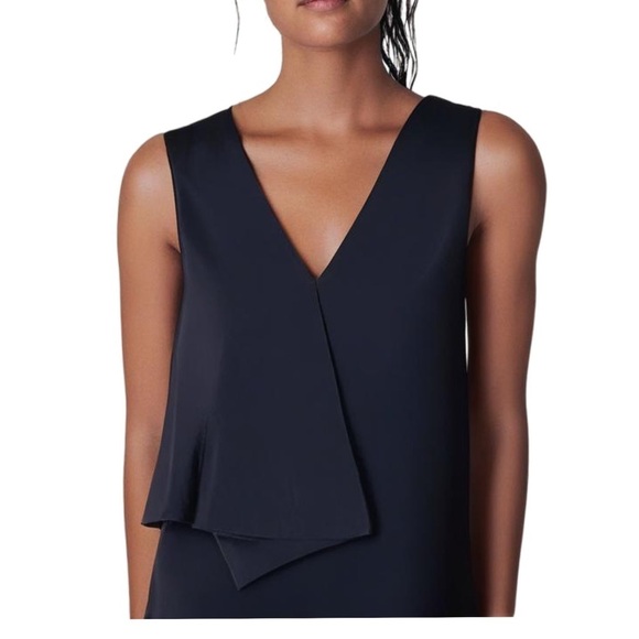 Tibi | 100% Silk Black Dress Asymmetrical Draping at Shoulder Size 4 Cocktail - Picture 2 of 10